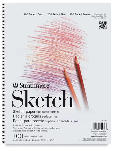 Strathmore 200 Series Sketch Pad  9 x 12 Tape Bound Top 100 Sheets