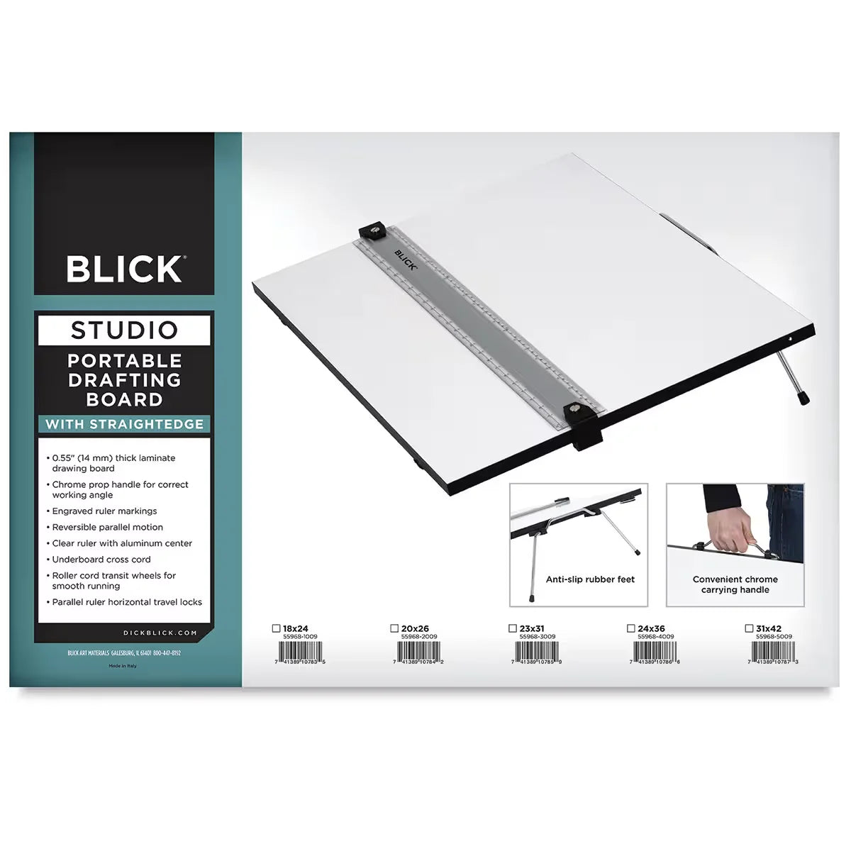Blick Portable Tabletop Drafting Board with Parallel Ruler Straight Edge  18 x 24