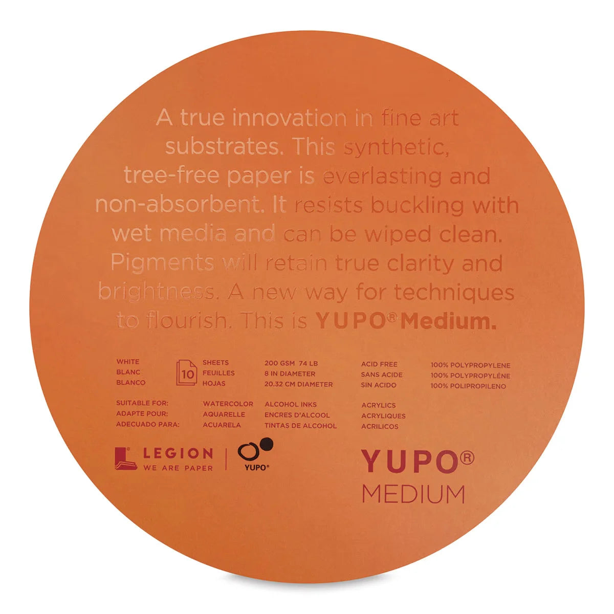 Legion Yupo Round Synthetic Paper  8 10 Sheets
