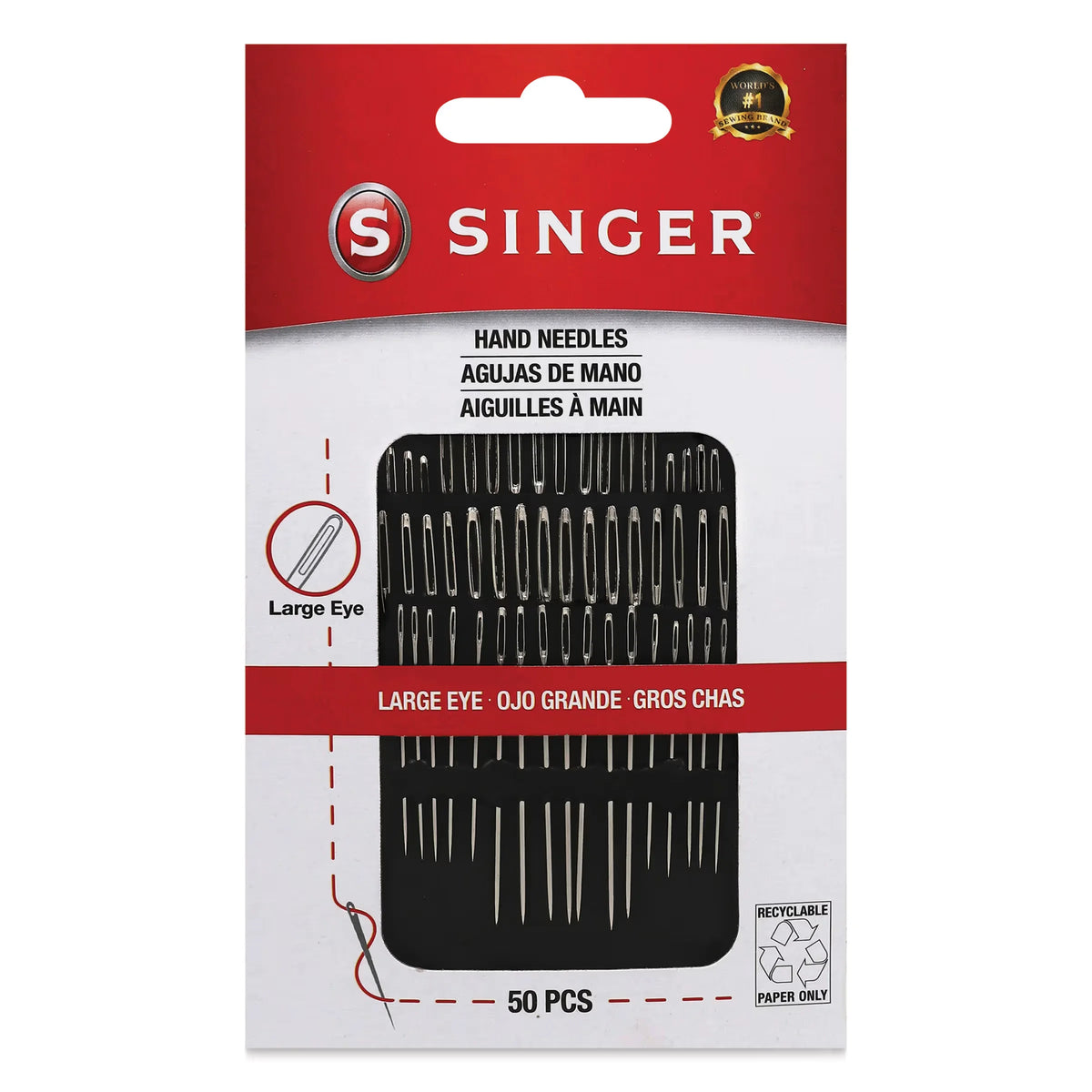 Singer Large Eye Hand Needle Assortment  Set of 50