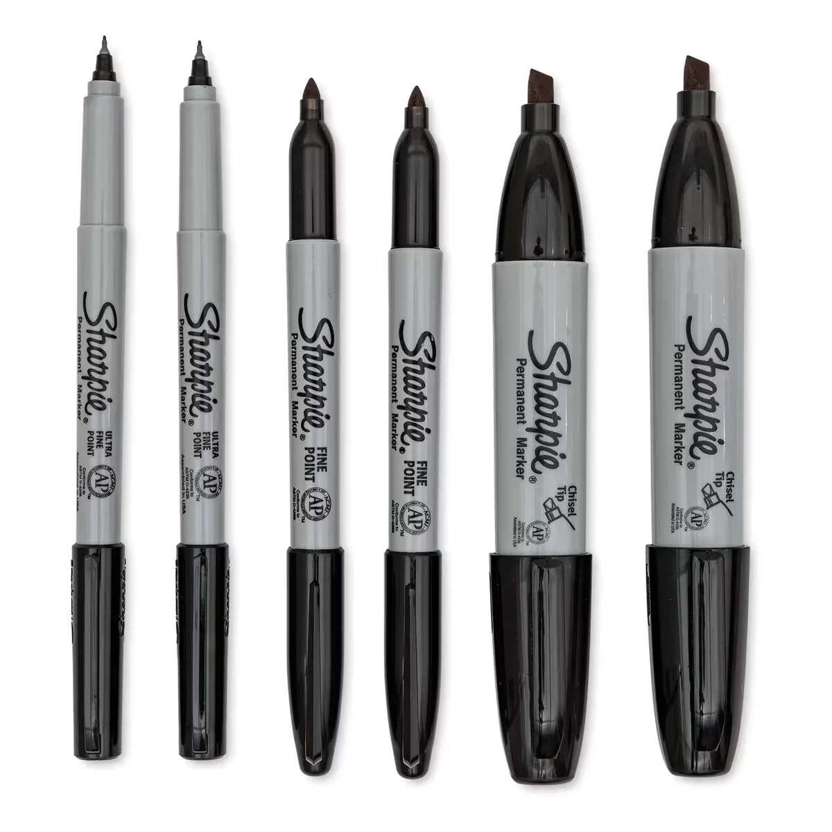 Sharpie Permanent Markers Variety Pack  Black Set of 6