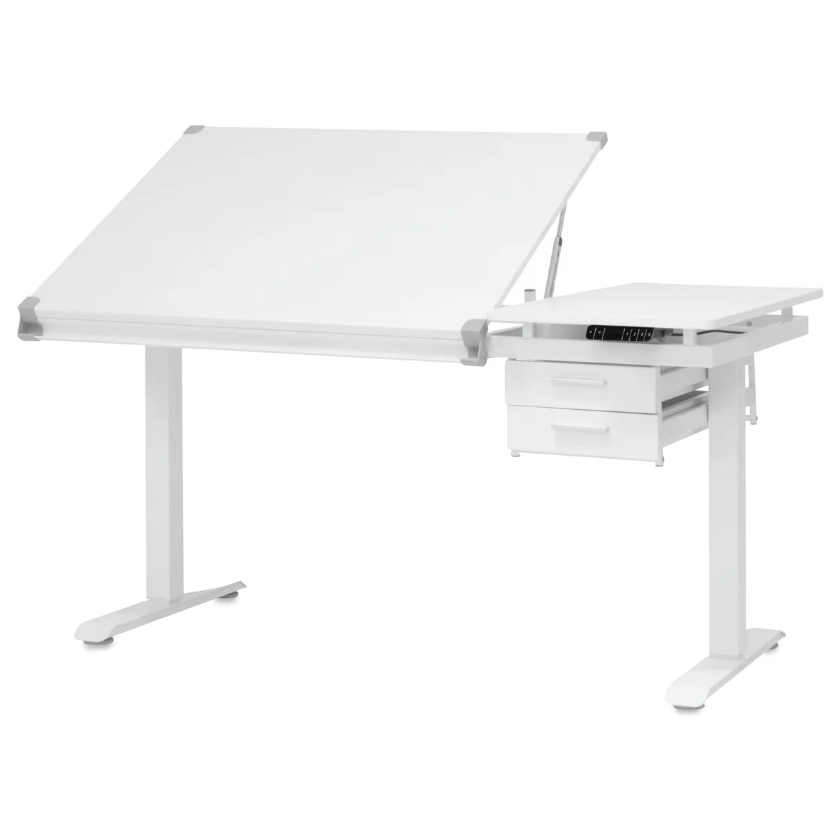 Studio Designs Graphix ELift Workstation with Drawers  White/Gray 58 W x 311/4 D