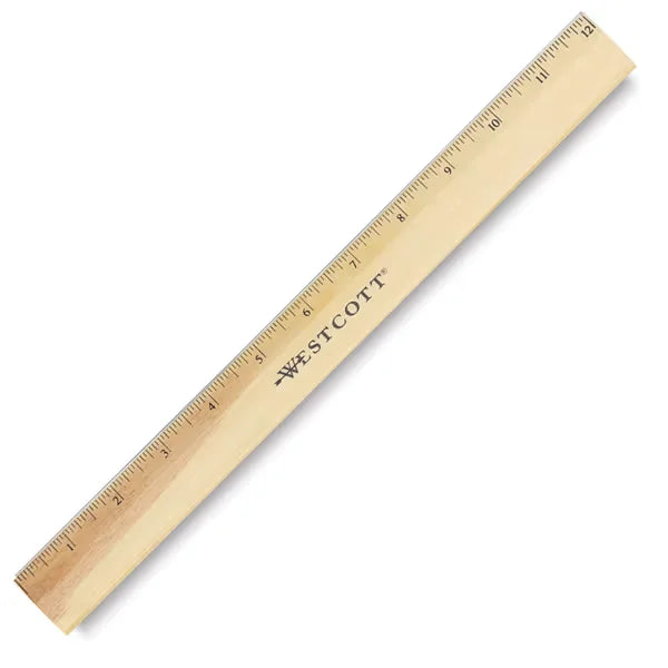 Westcott Ruler with Single Metal Edge   12 Wood with Single Metal Edge