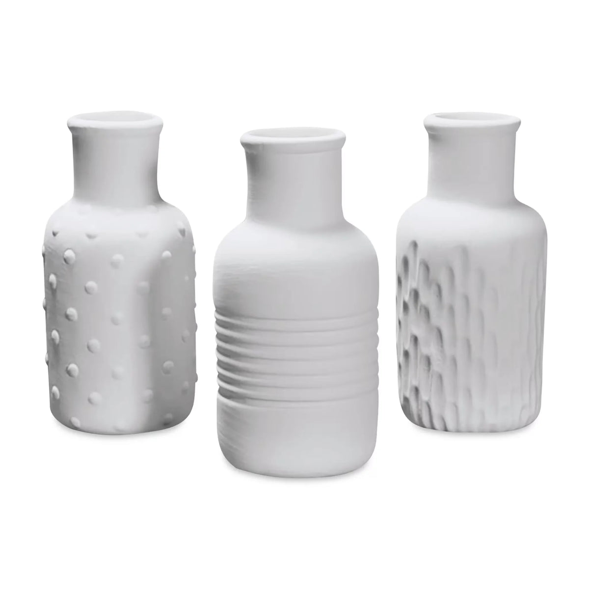 Mayco Earthenware Bisque Bud Vases  Textured Set of 6