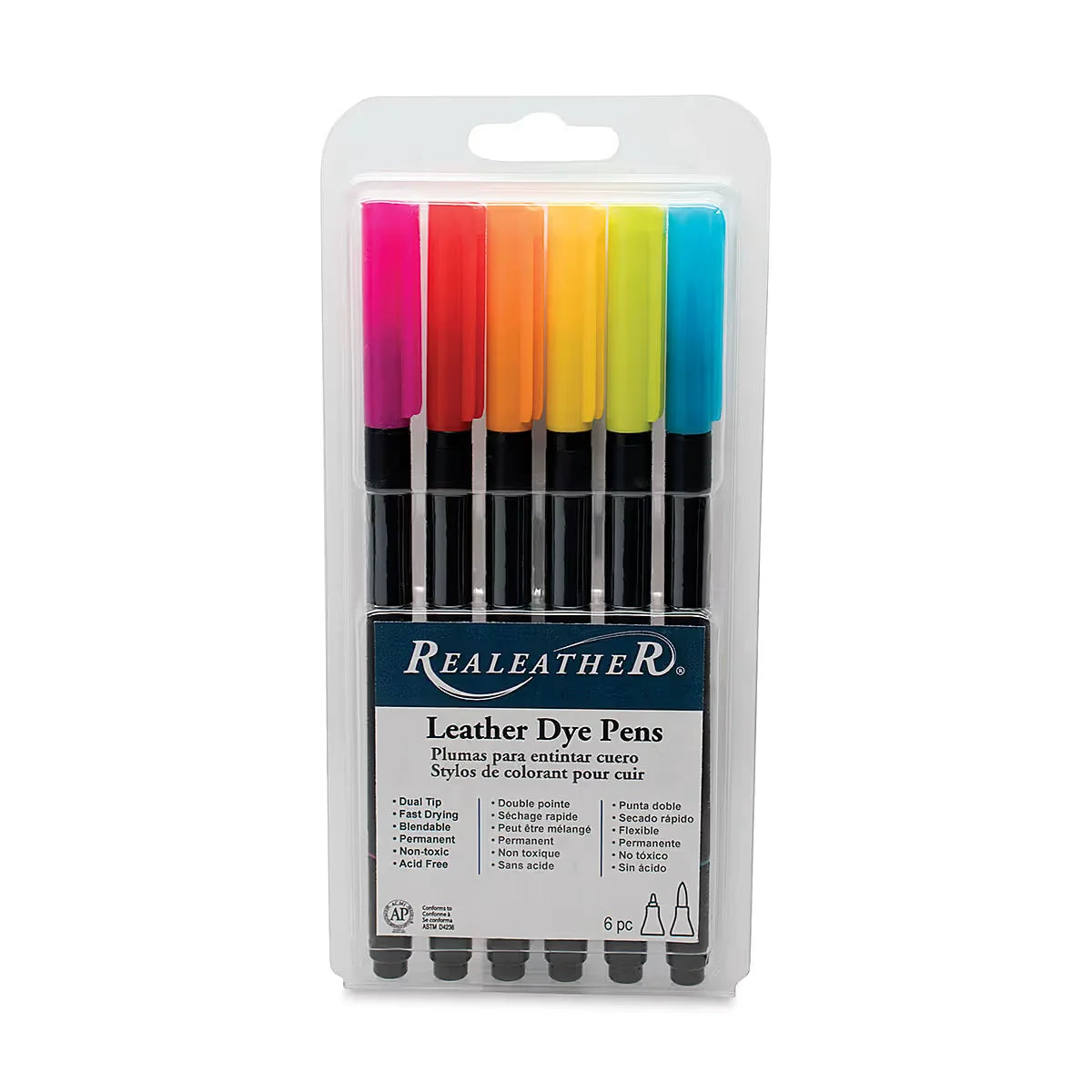 Realeather Leather Dye Pens  Basic Colors Set of 6