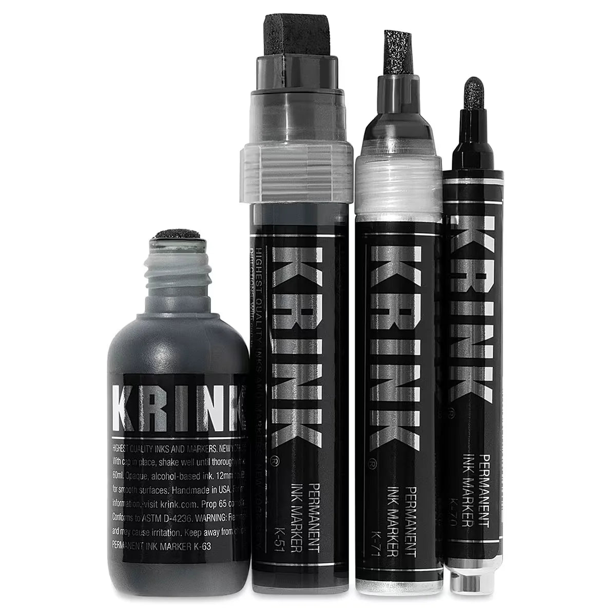 Krink Super Black Permanent Ink Markers  Set of 4