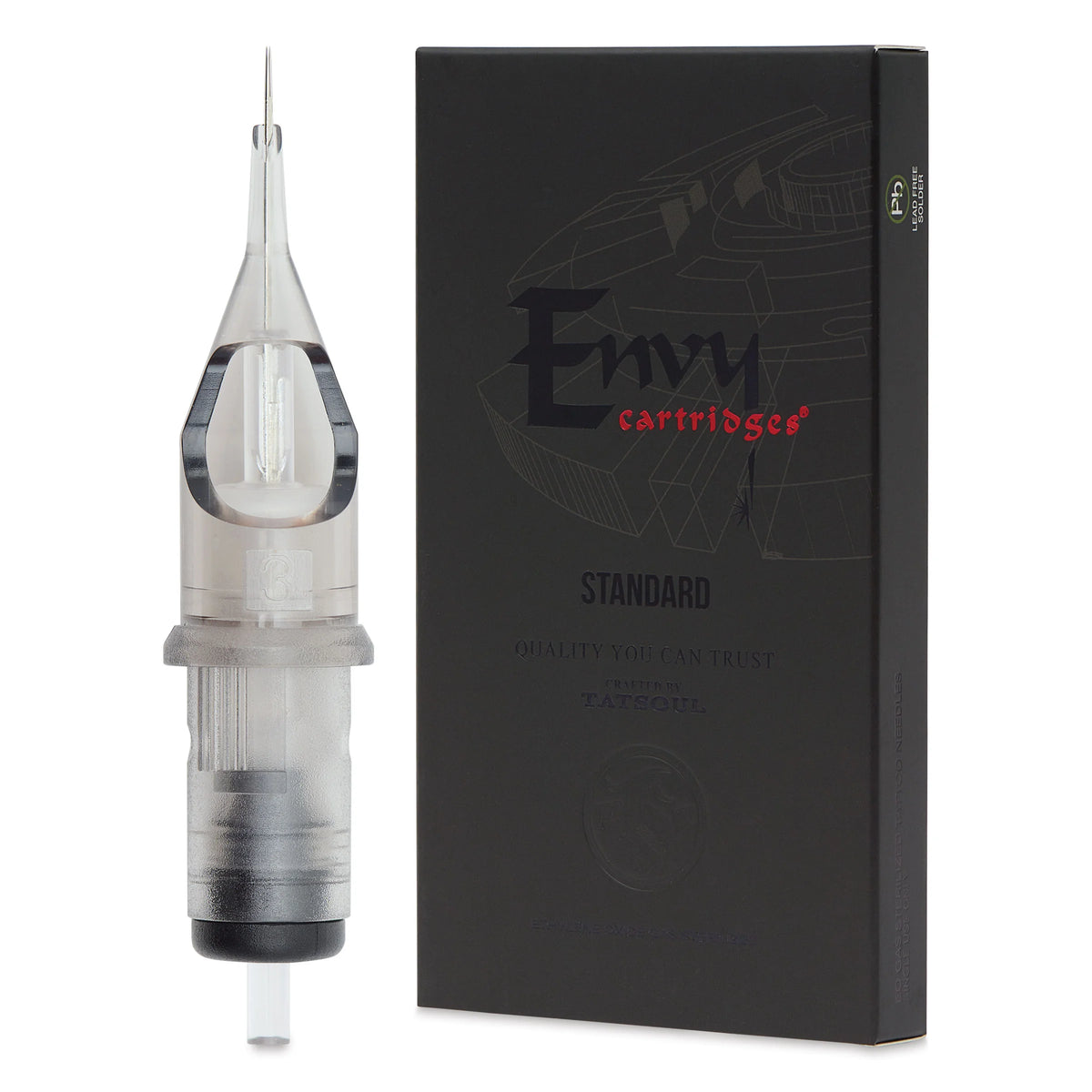 TatSoul Envy Standard Round Liner Extra Tight Long Taper Tattoo Needle Cartridge  #12 3 Needles Pkg of 10