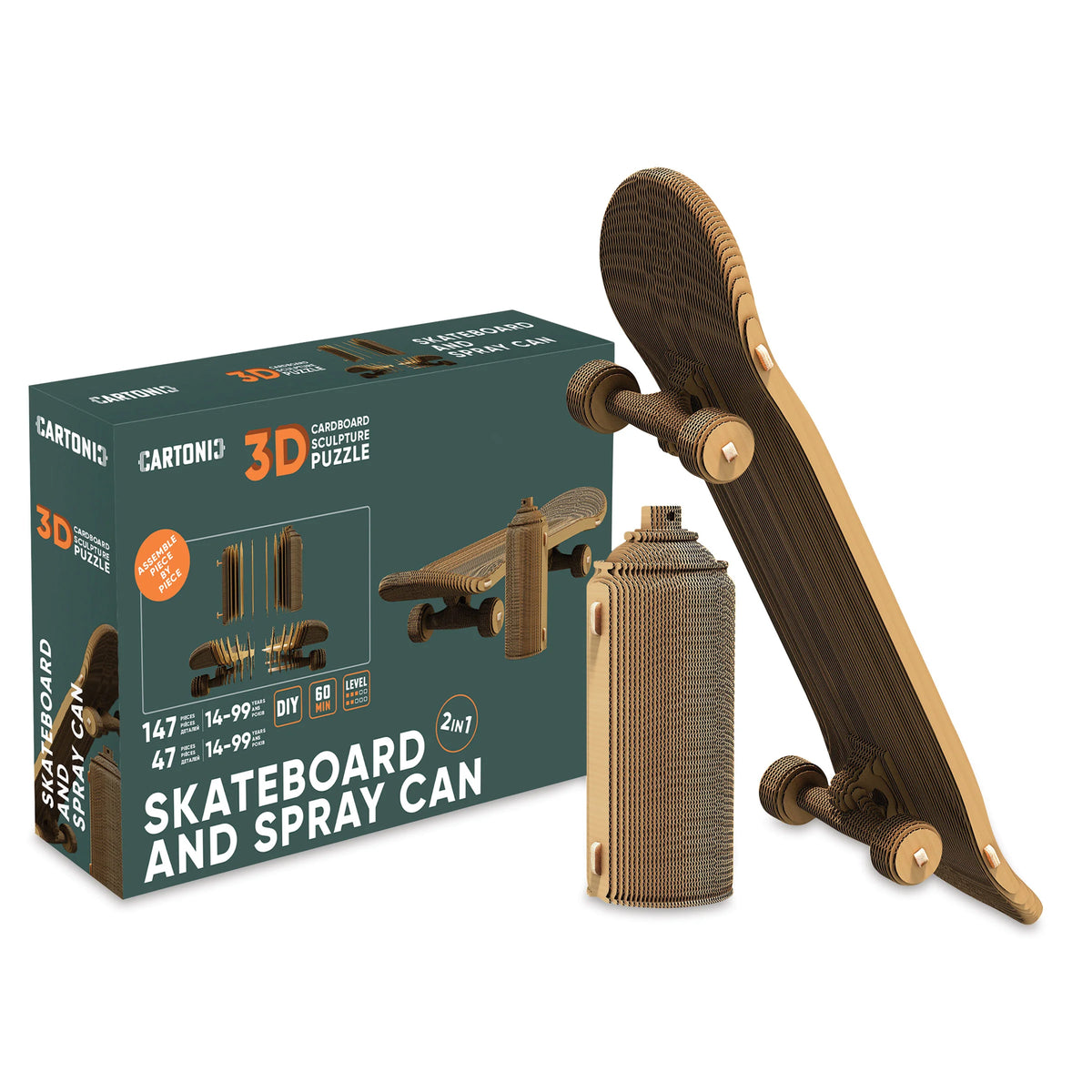 Cartonic Skateboard and Spray Can 3D Sculpture Puzzle