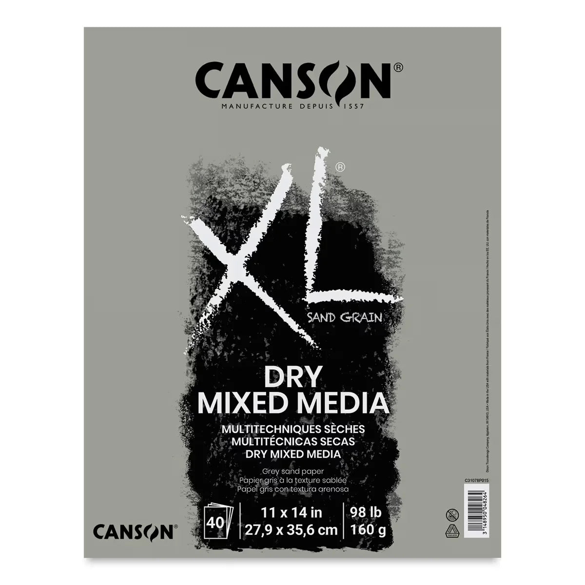 Canson XL Sand Grain Dry Mixed Media Pad  9 x 12 Gray
