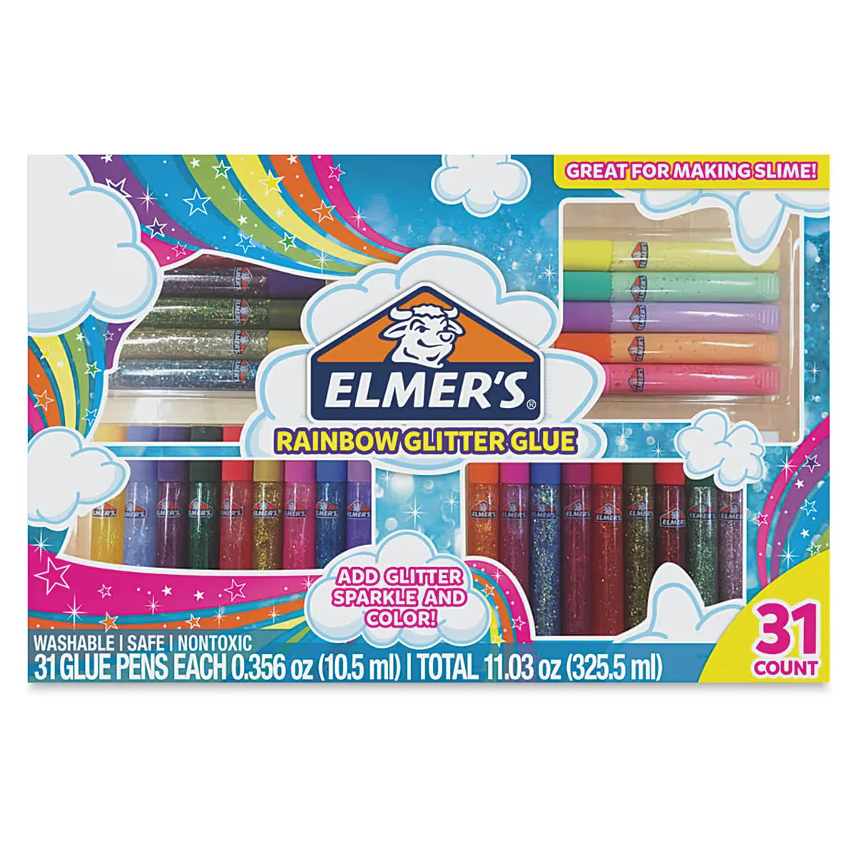 Elmers Rainbow Glitter Glue Pens Set  Pkg of 31