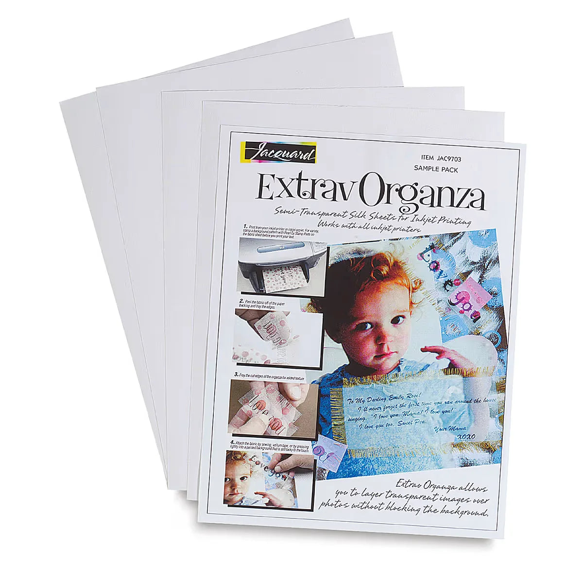 Jacquard ExtravOrganza Digital Textile Pack  85 x 11 Sheets Pkg of 5