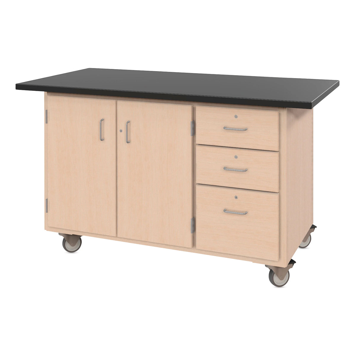 Hann Mobile Project Workcenter  Natural with Black Laminate Top 60 x 30