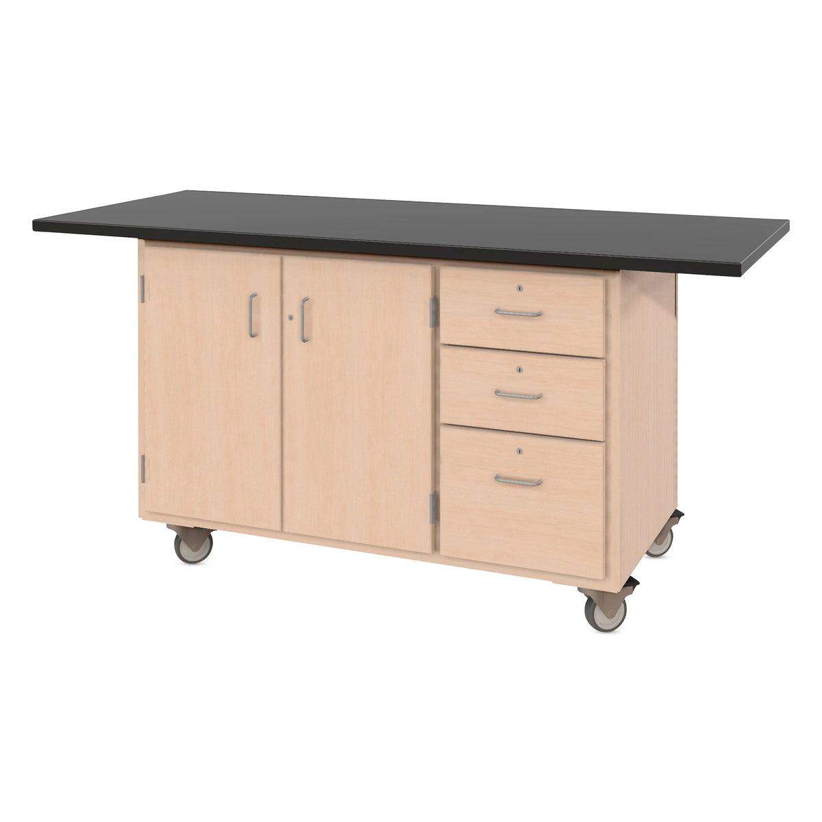 Hann Mobile Project Workcenter  Natural with Black Laminate Top 60 x 30