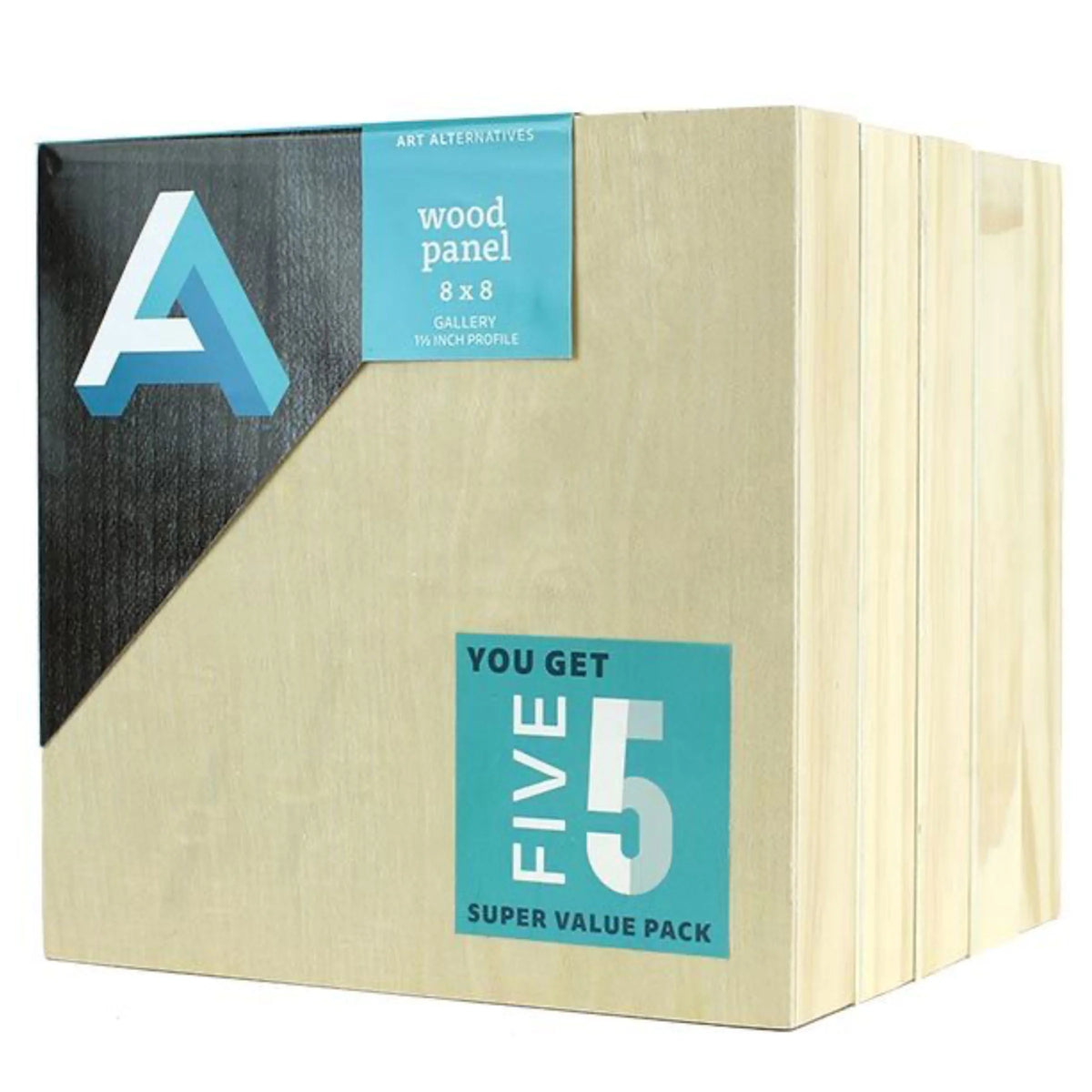 Art Alternatives Cradled Wood Panel Super Value Pack  Pkg of 5 8 x 8 Gallery