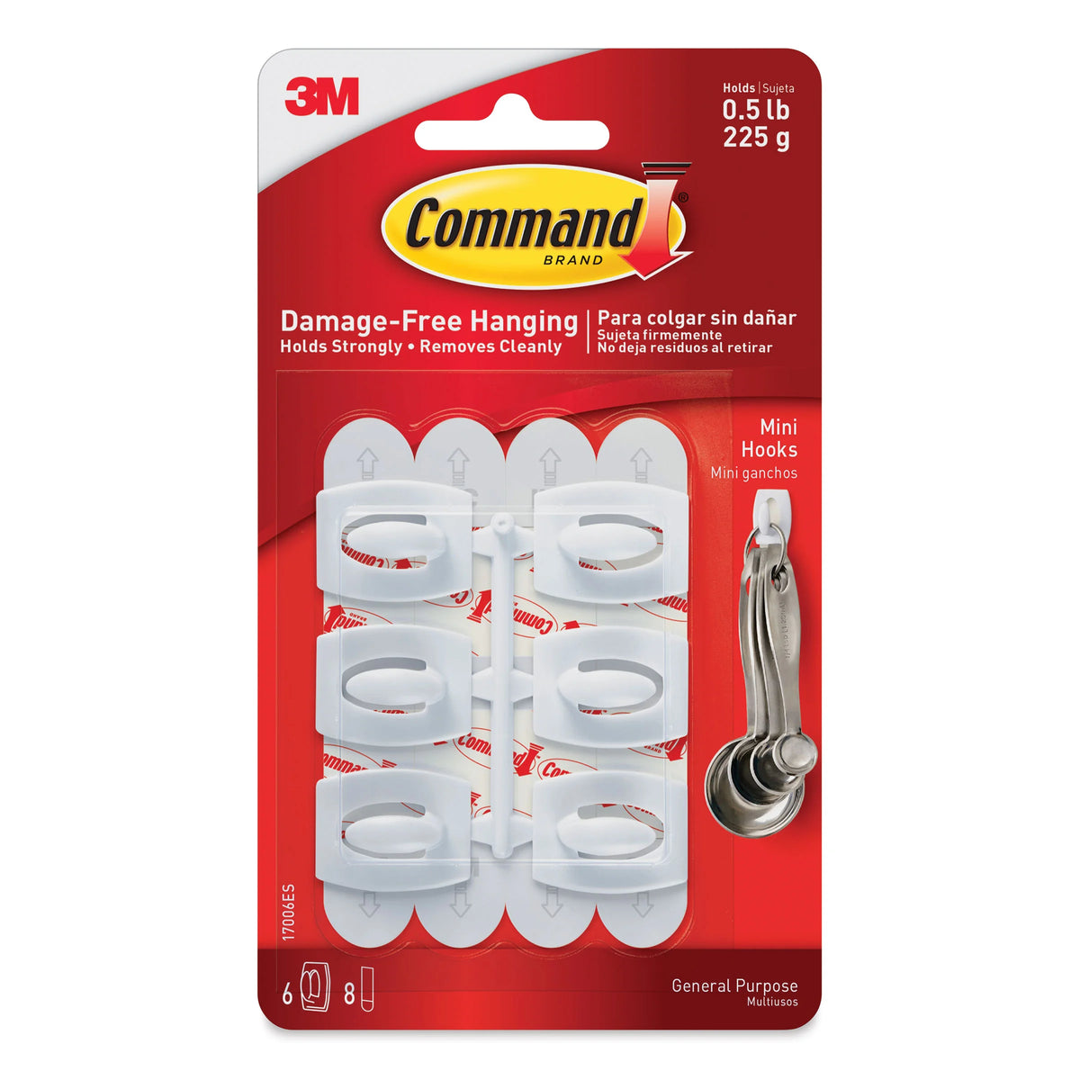 Command Adhesive Mini Hooks  Clear Pkg of 6