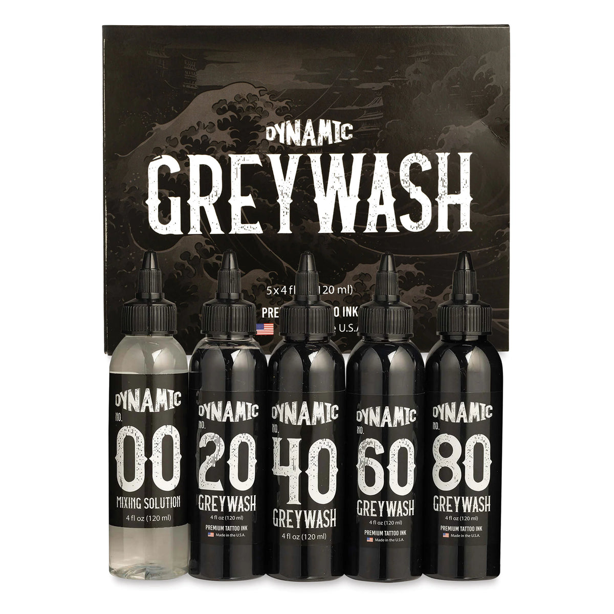 Dynamic Color Tattoo Ink  Set of 5 Greywash Set 1 oz bottles