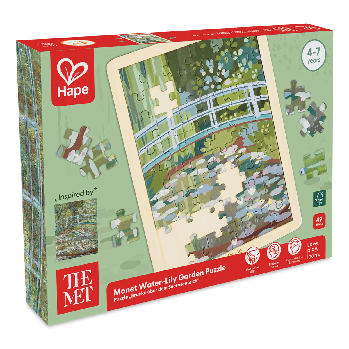 Hape x The Met Monet WaterLily Garden Wooden Frame Puzzle  48 Pieces