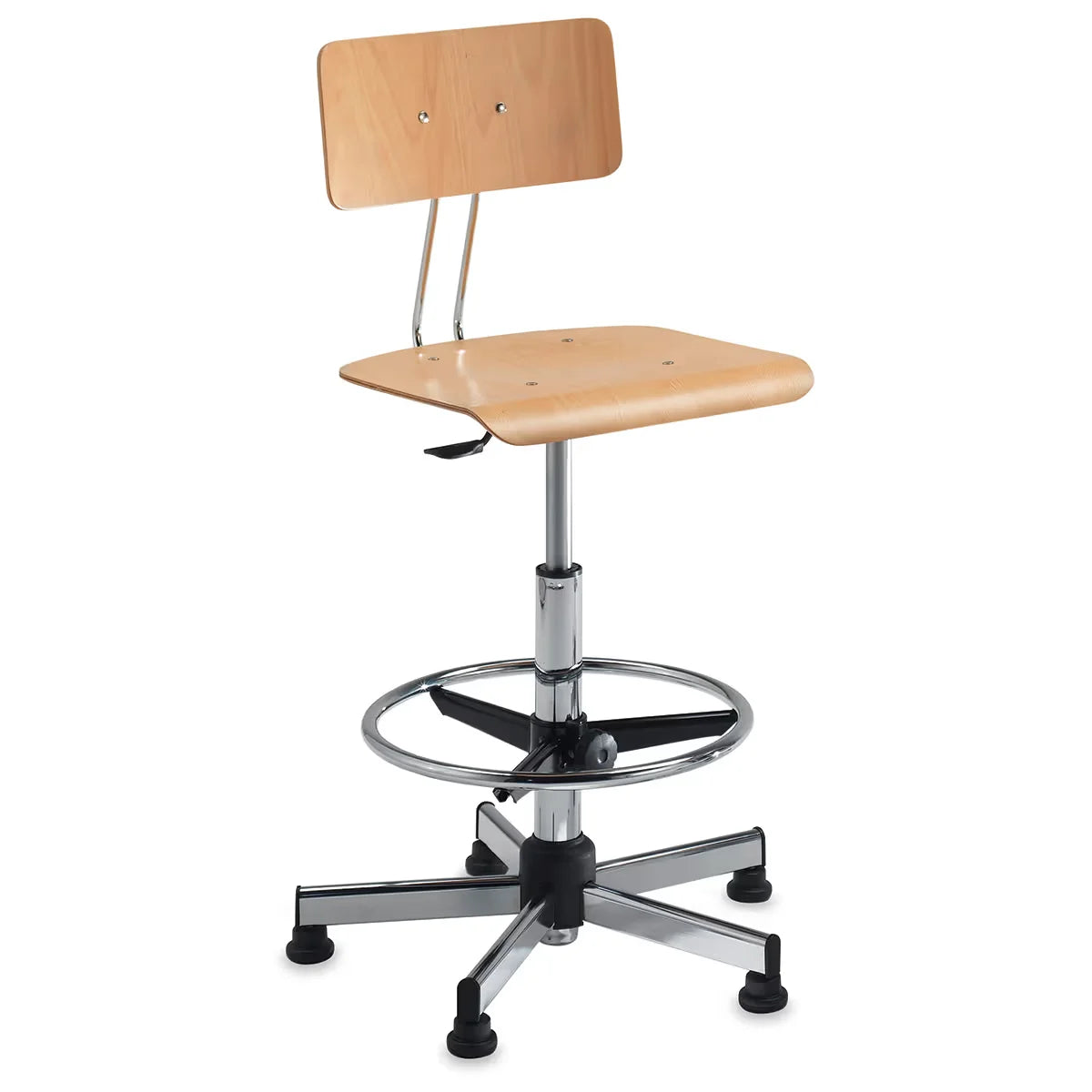 Bieffe Drafting Chair  Birch and Chrome