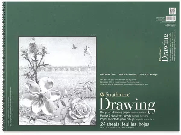 Strathmore 400 Series Recycled Drawing Pad  12 x 9 Portrait 24 Sheets