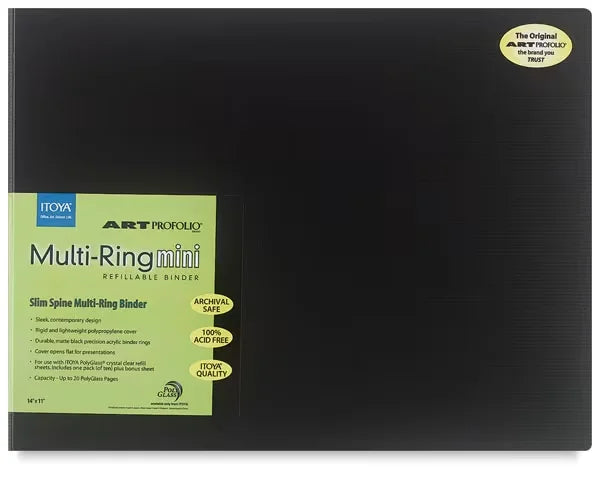Itoya Art Profolio MultiRing Mini Binder  8 1/2 x 11 Black Portrait
