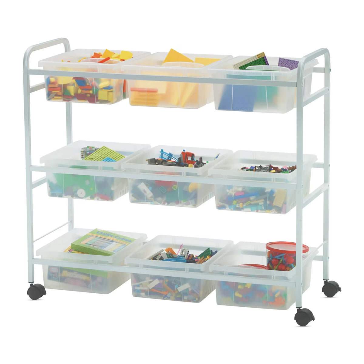 Copernicus STEM Storage Cart  White 9 Clear Bins