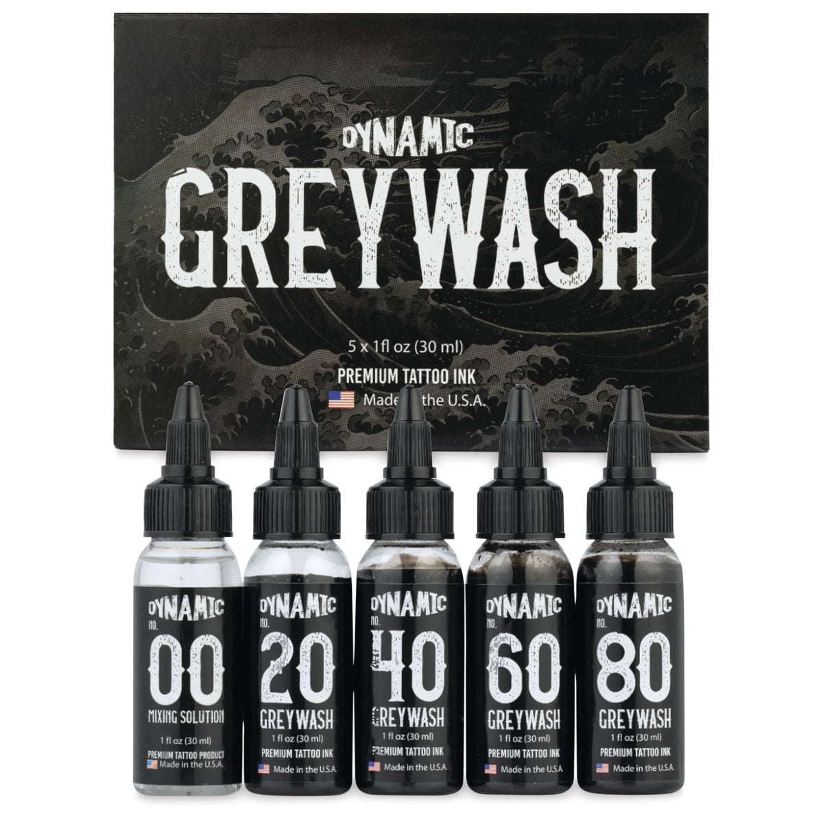 Dynamic Color Tattoo Ink  Set of 5 Greywash Set 1 oz bottles