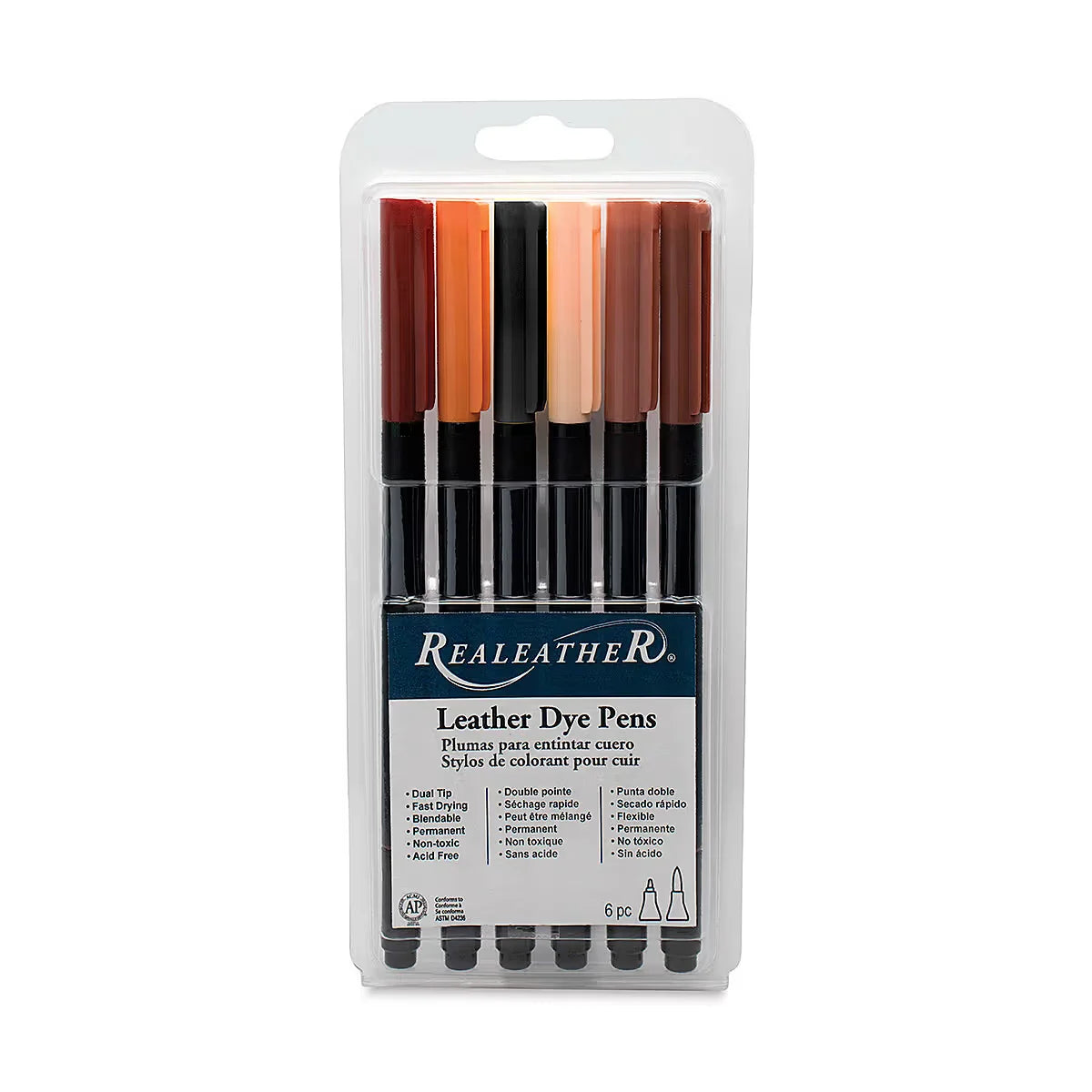 Realeather Leather Dye Pens  Basic Colors Set of 6