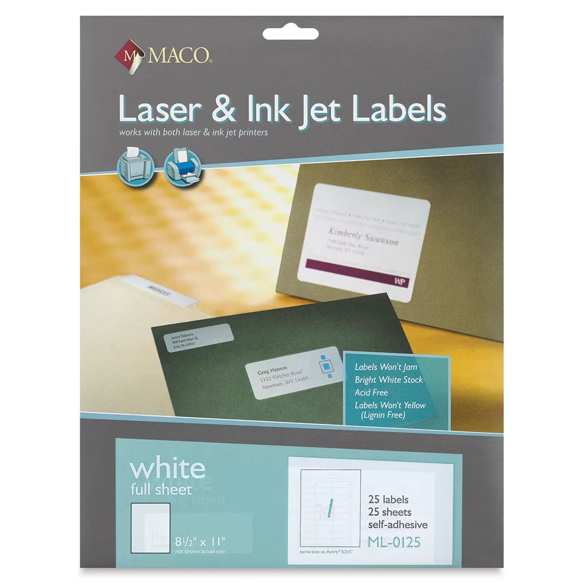 Maco Laser/Ink Jet White MultiPurpose Labels  Address Labels 750 Labels