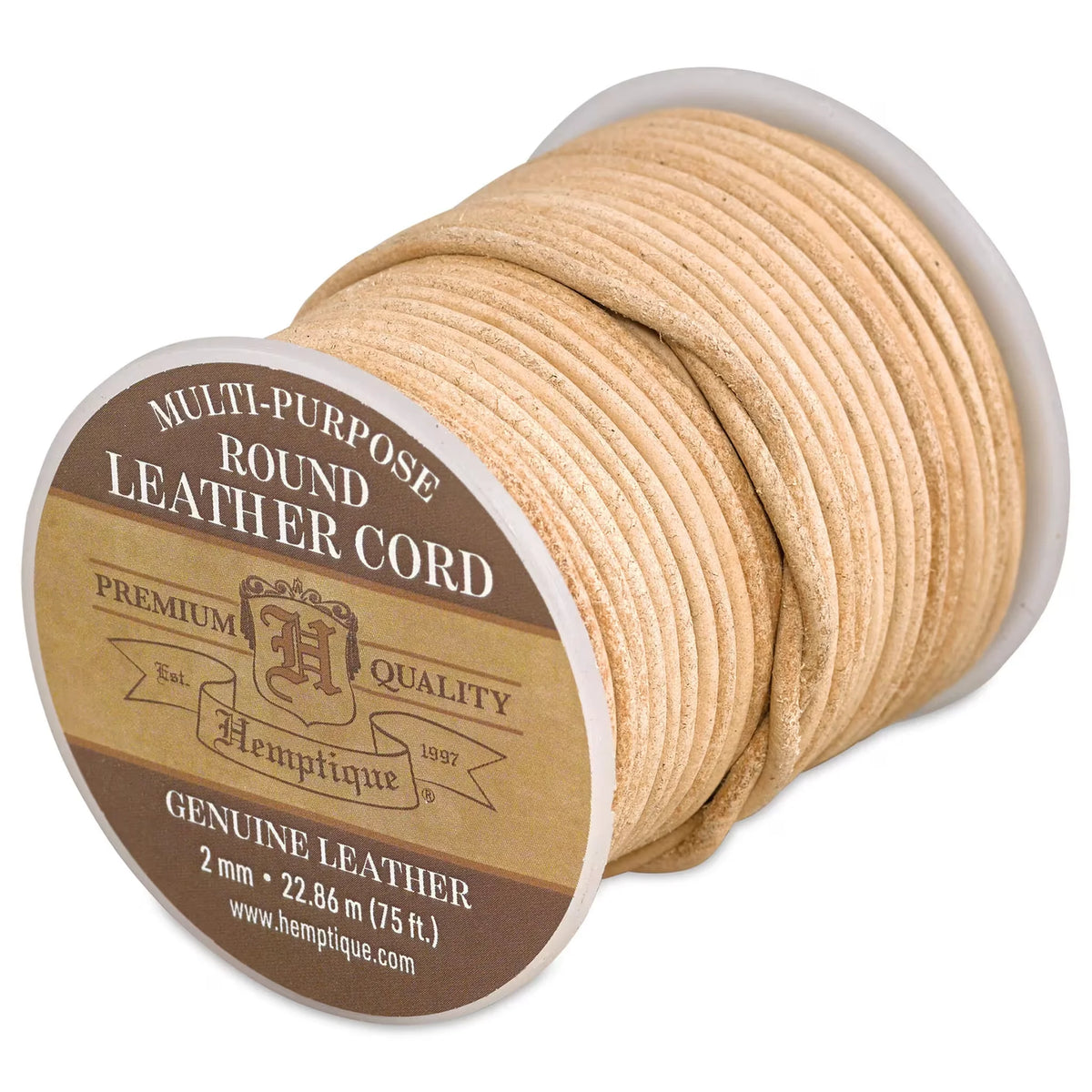 Hemptique Round Leather Cord  Black 1 mm
