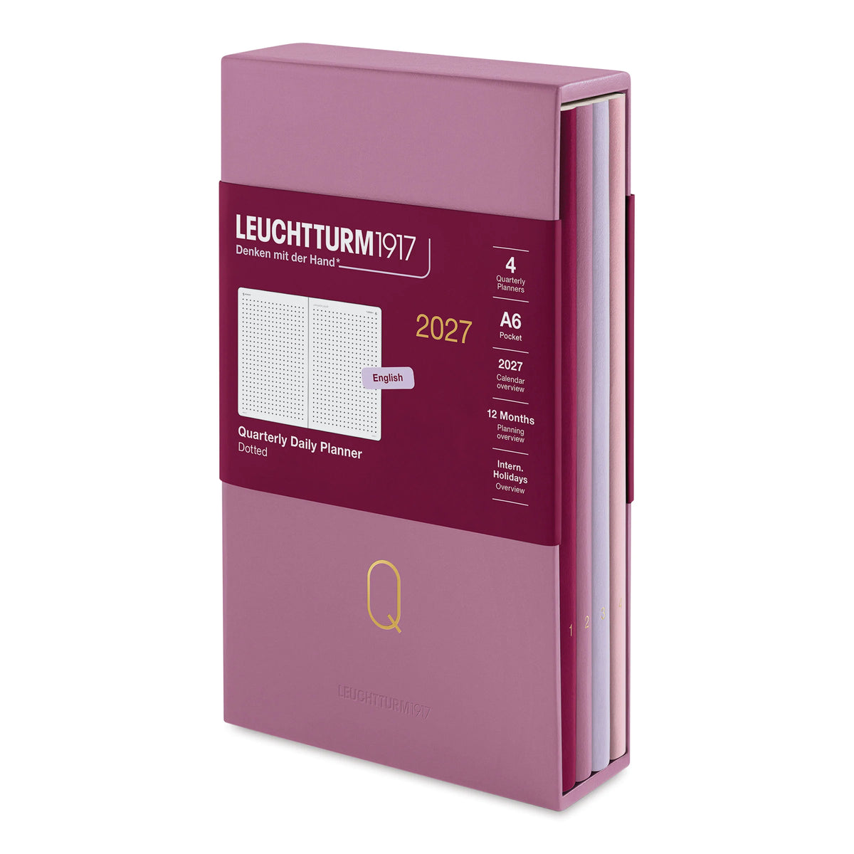Leuchtturm1917 Quarterly Daily Planner 2027  31/2 x 6 Rose Set of 4