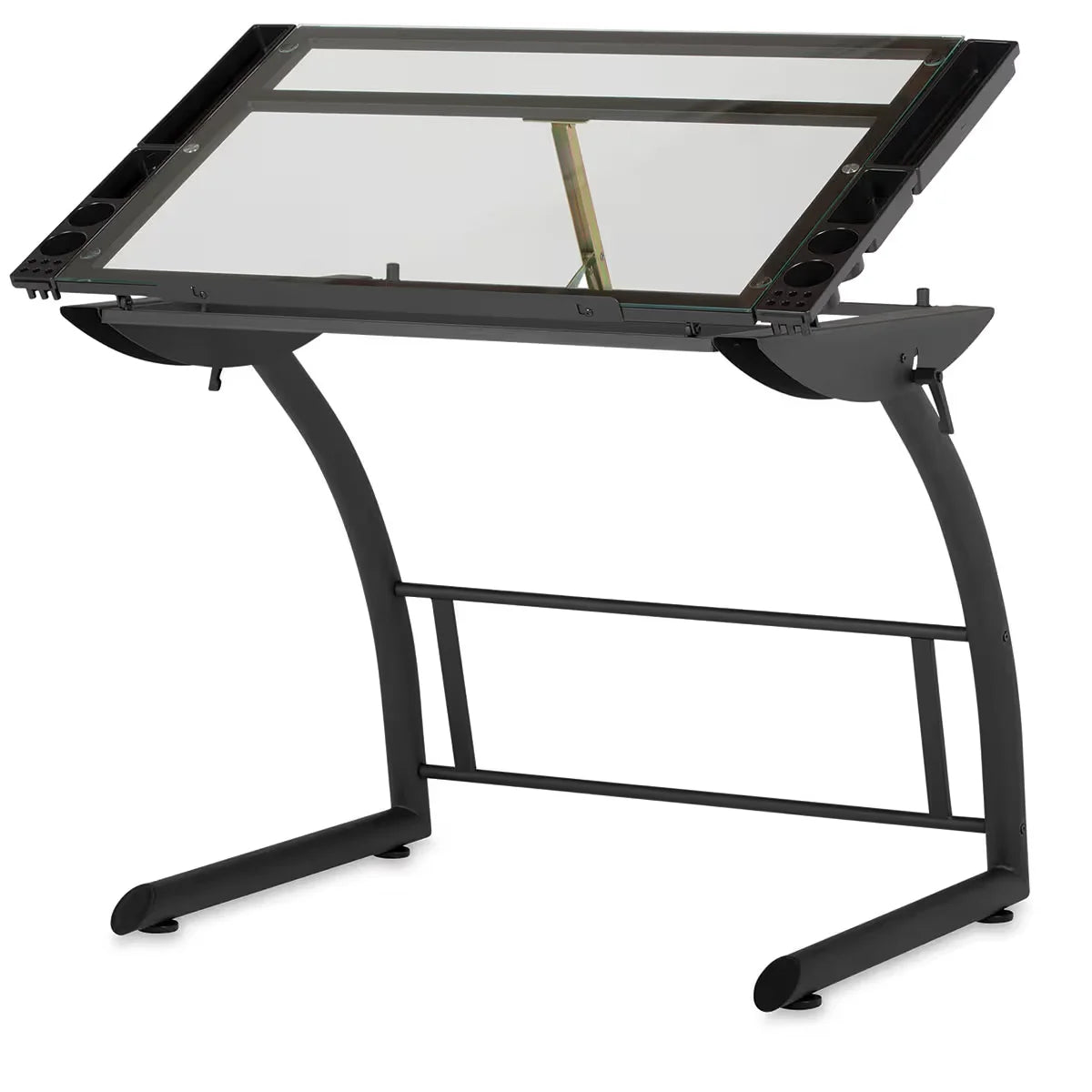 Studio Designs Triflex Drawing Table  Charcoal Frame Clear Glass