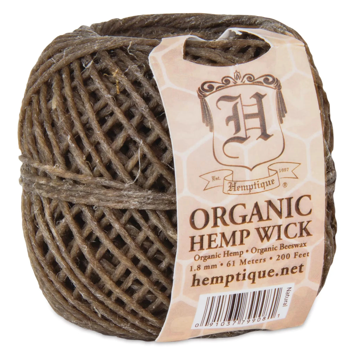 Hemptique Organic Beeswax Hemp Wick  1 mm 200 ft