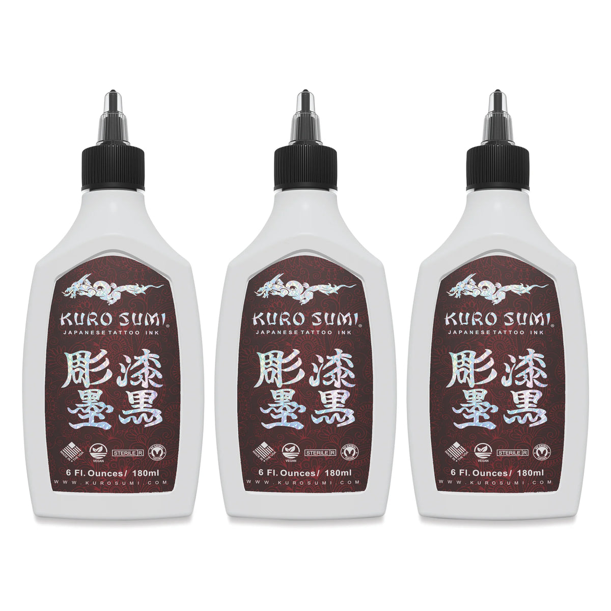 Kuro Sumi Lining and Shading Tattoo Ink Set  Set of 3 6 oz bottles