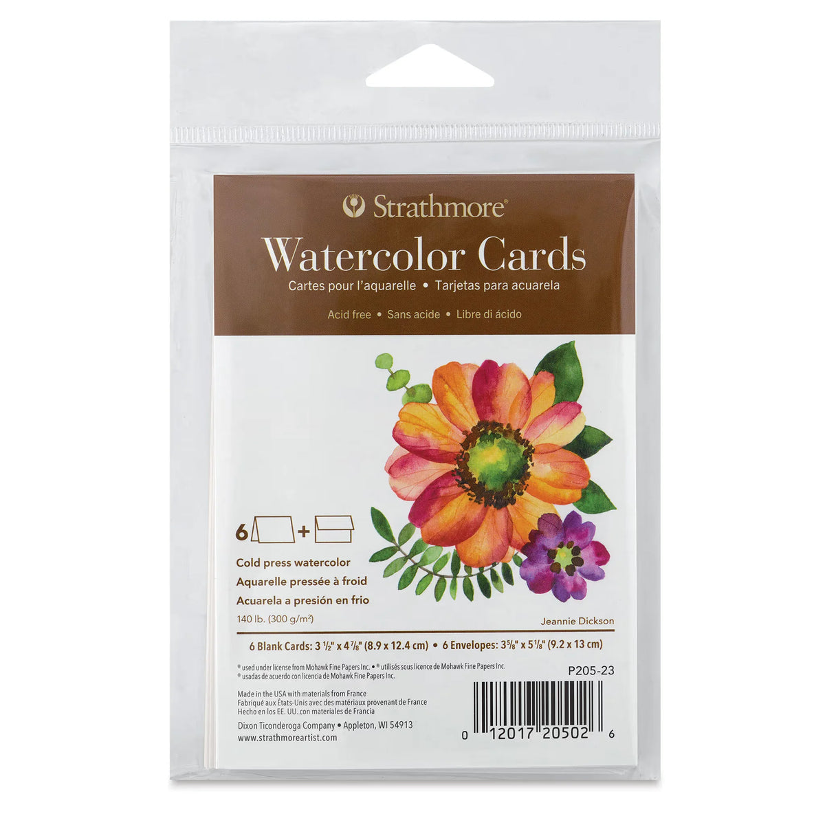 Strathmore 400 Series Watercolor Cards and Envelopes  Announcement Size 31/2 x 47/8 Pack of 6