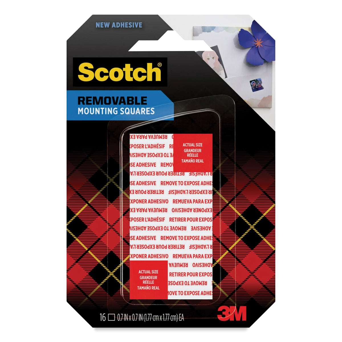 Scotch Removable DoubleSided Mounting Squares  Pkg of 16 07 x 07