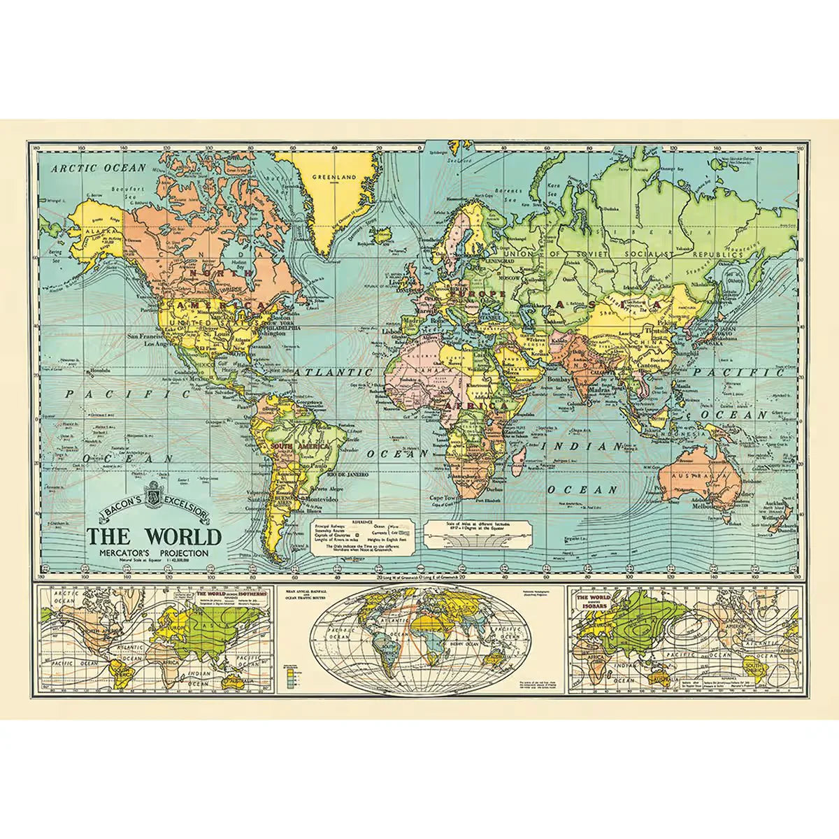 Cavallini World Map 6 Printed Paper