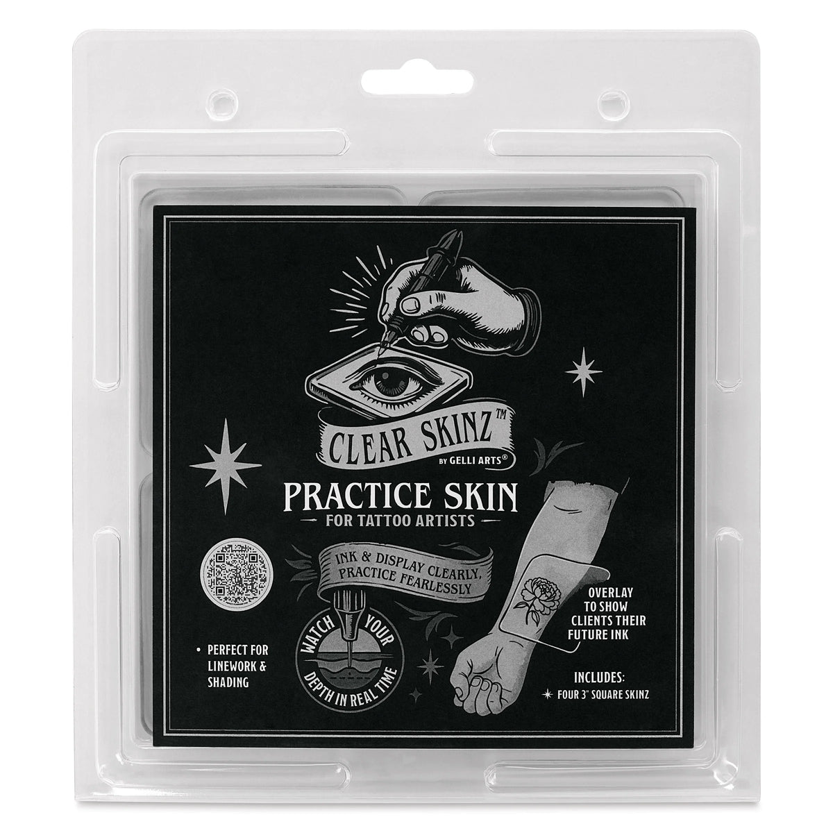 Gelli Arts Clear Skinz Practice Skin  3 Square Pkg of 4
