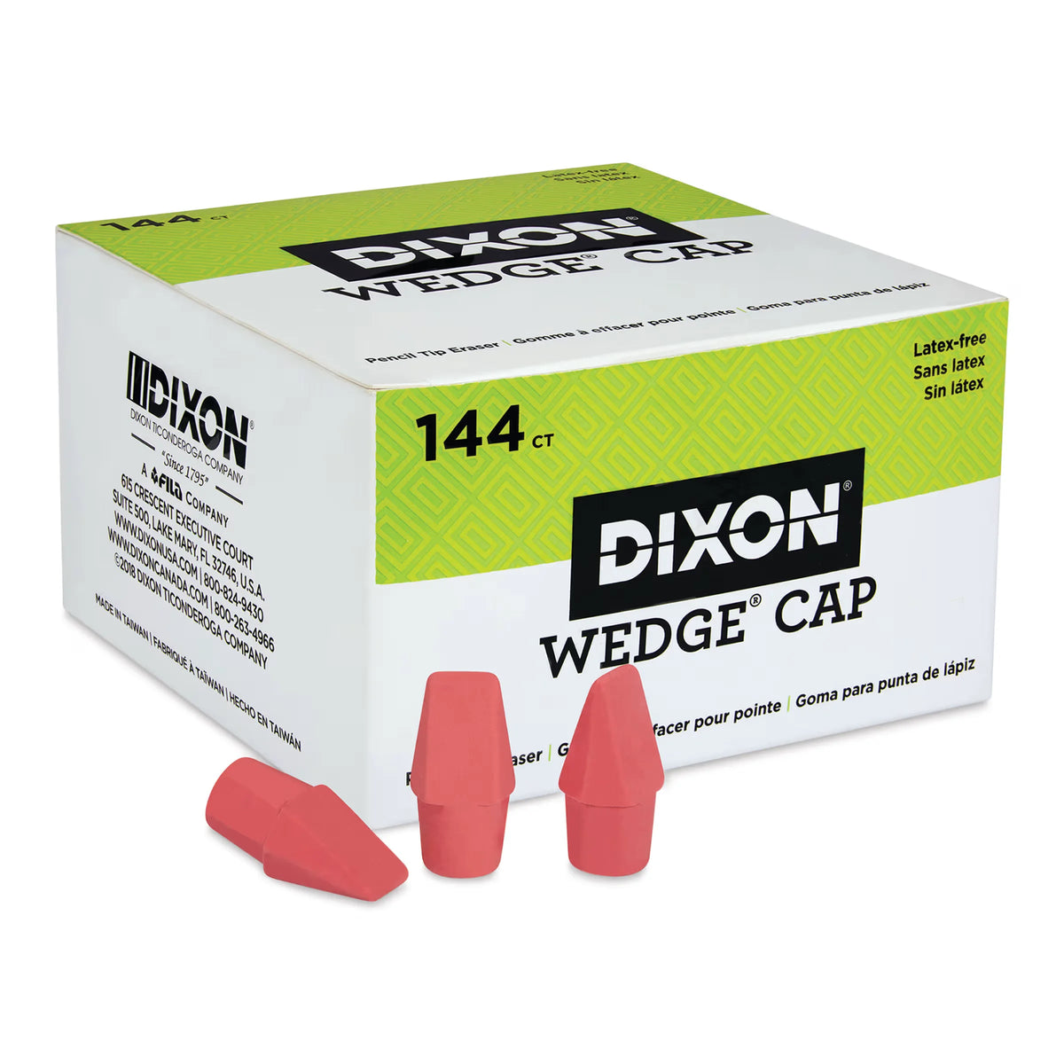 Dixon Wedge Pencil Cap Erasers  Pink Box of 144