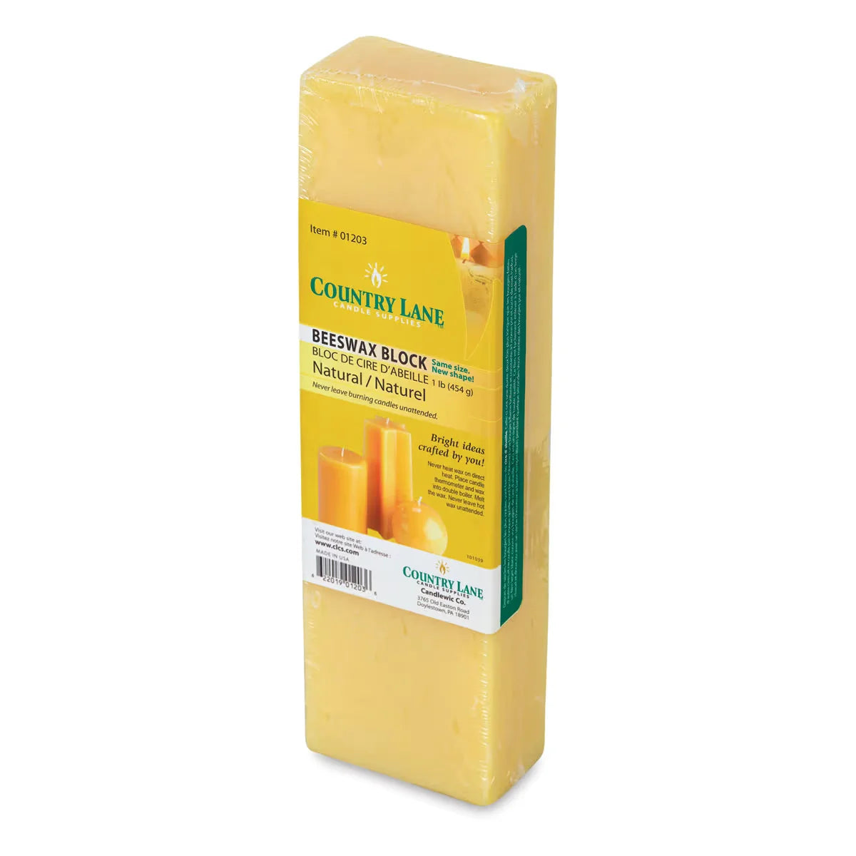 Country Lane Premium Beeswax  Yellow 1 lb