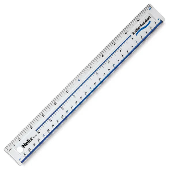 Helix Shatterproof Plastic Ruler  12