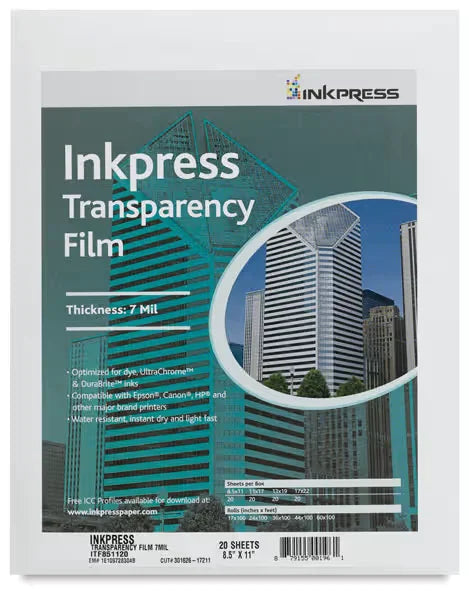 Inkpress  Transparency Films 81/2 x 11 Pkg of 20