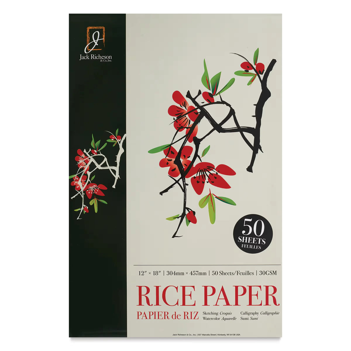 Richeson Rice Paper Pad  12 x 18 30 gsm 50 Sheets