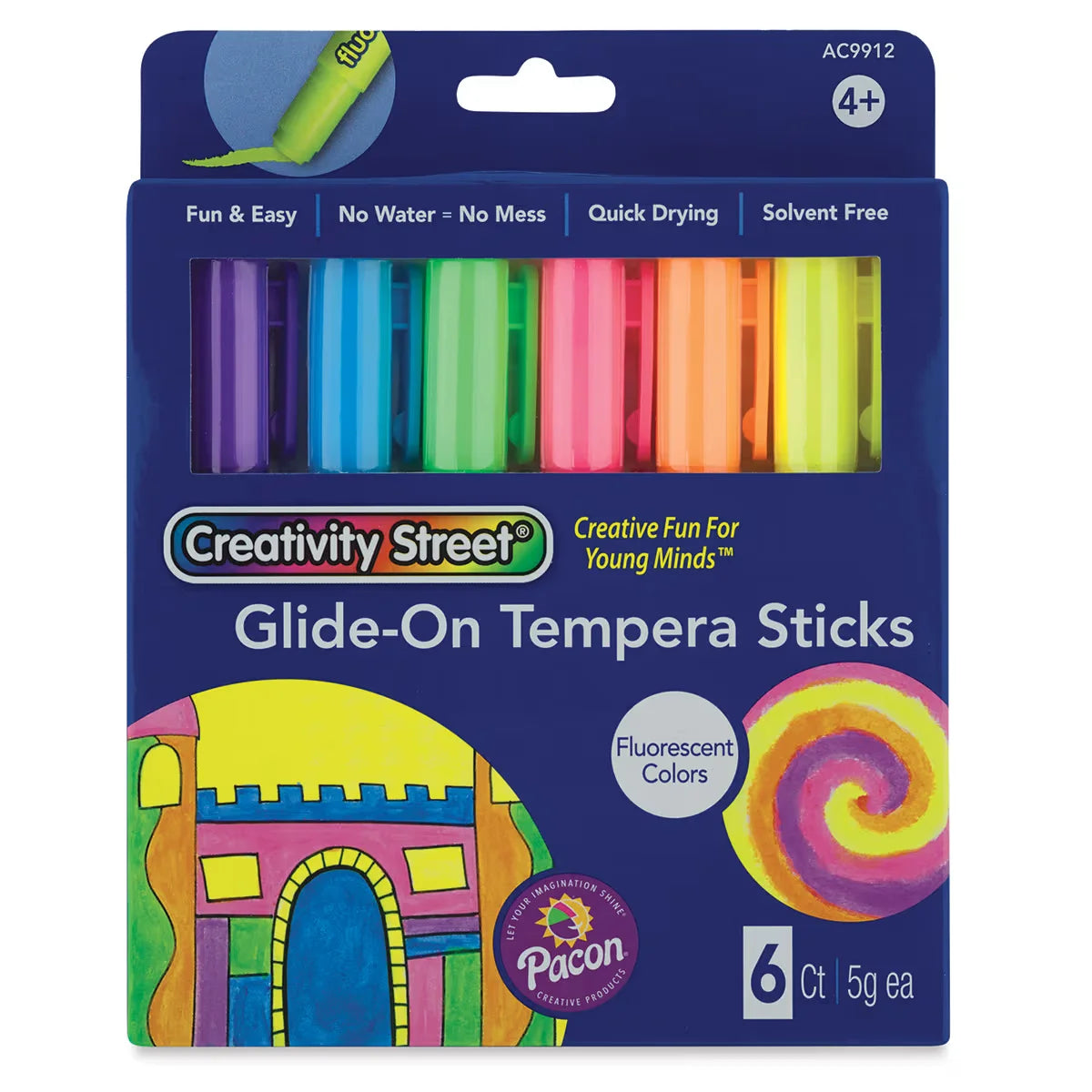 Creativity Street GlideOn Tempera Stick Assorted Colors Set of 12